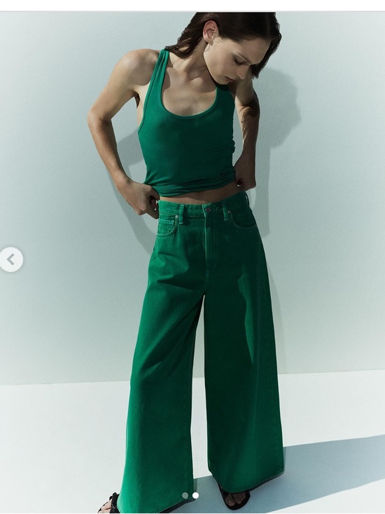 Agolde Denim - AGOLDE Emerald Green Wide-Leg Jeans